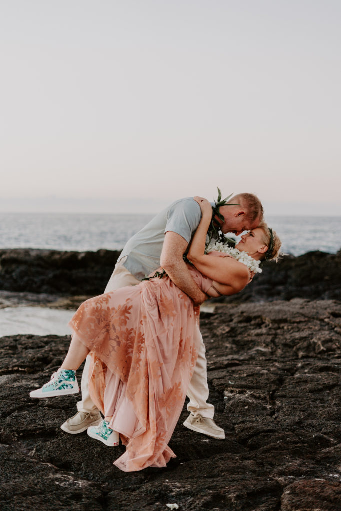 intimate Elopement at Pine Trees beach in Kona