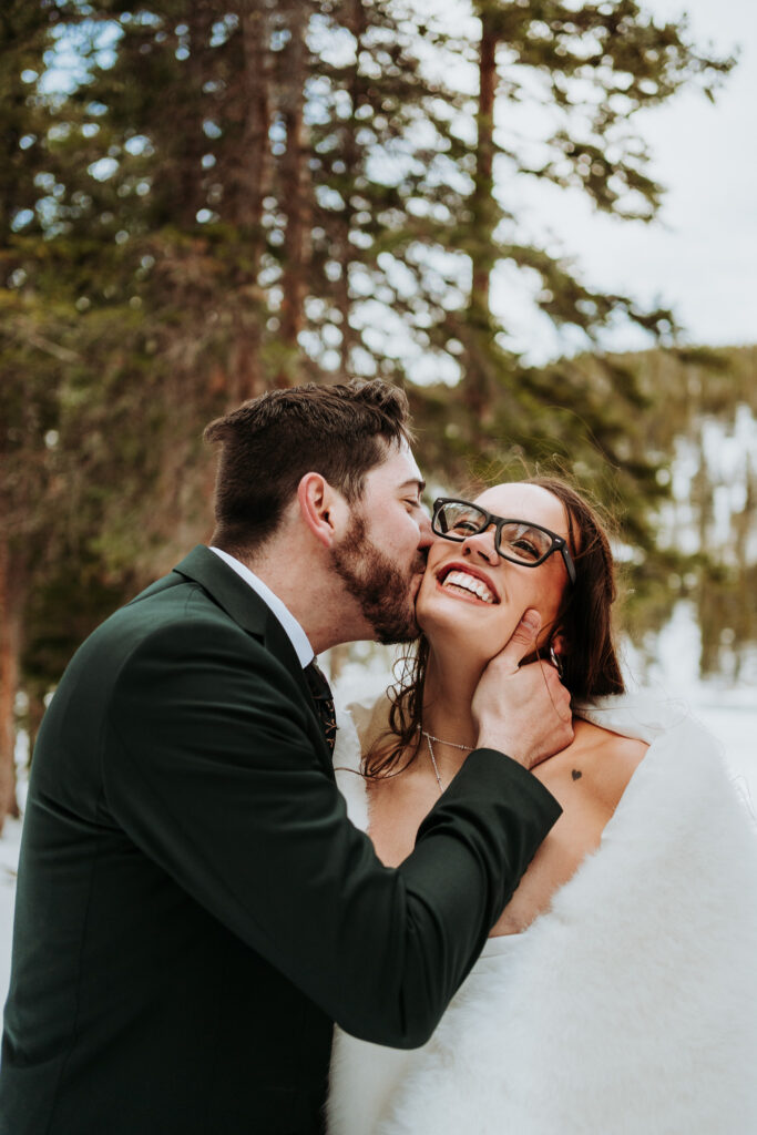 Bear Lake elopement in winter snow