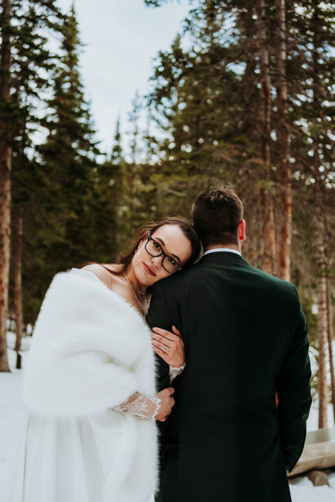 Bear Lake elopement in winter snow