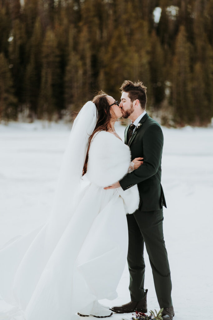 Bear Lake elopement in winter snow